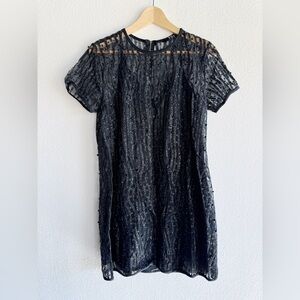Black Sparkle Dress Beaded Mini Dress Sheer Party Dress‎ Black Glitter Dress